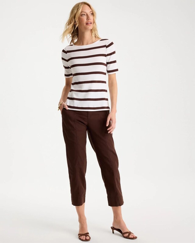 Striped Pima Elbow Sleeve Tee - image 2